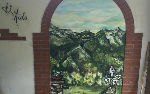 Il Nido In Garfagnana: Væg, Arch, Maleri, Mural, Arkitektur, Akvarel, Træ, Kunst, Værelse, Artwork