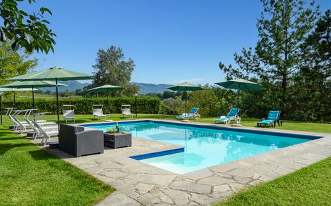 Villa La Collina: Vand, Plante, Himmel, Svømmepøl, Træ, Skygge, Udendørs Møbler, Græs, Bygning, Fritid