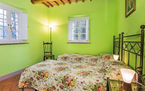 Villa Il Pellicano: Indretning, Møbel, Soveværelse, Seng, Loft, Værelse, Etage, Gulvbelægning, Textile, Belysning