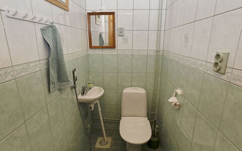 Metsämaja: Toiletbræt, Toilet, Badeværelse, Sanitærarmatur, Gulvbelægning, Etage, Badeværelsesvask, Vvs, Håndvask, Flise