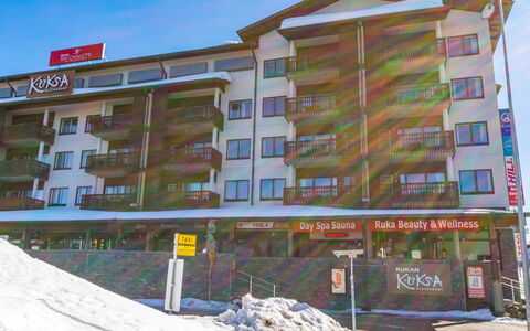 Ruka Ski Chalets 64, 1503: Træ, Sidespor, Sommerhus, Hus, Hjem, Planke, Garden Bygninger, Bjælkehytte, Hårdttræ, Veranda