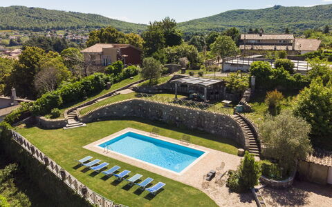 Rocca di Papa 102: Blå, Svømmepøl, Landskab, Have, Estate, Landscaping, Eco Hotel, Hacienda, Stuehus, Villa