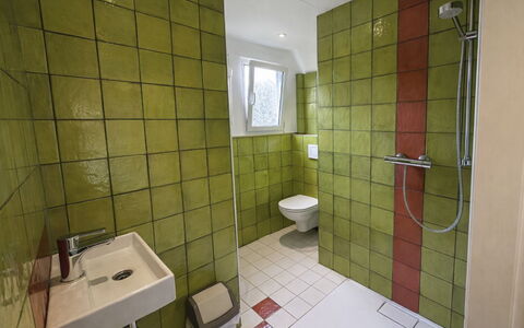 Bungalowpark Landsrade: Væg, Gulvbelægning, Sanitærarmatur, Badeværelse, Etage, Indretning, Badeværelsesvask, Vvs, Tap, Håndvask