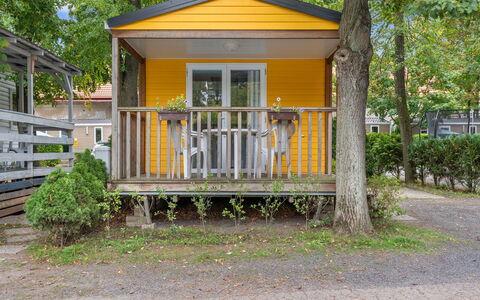 Sunset Terrace: Sommerhus, Skur, Garden Bygninger, Skygge, Gård, Bjælkehytte, Sidespor, Veranda, Backyard