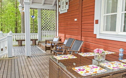 Honkaniemi: Træ, Sommerhus, Bjælkehytte, Skov, Skur, Garden Bygninger, Lærk, Woodland, Bejdse