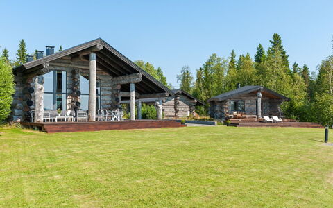 Villa Pärla: Træ, Bank, Hus, Sommerhus, Sø, Dam, Skov, Bjælkehytte