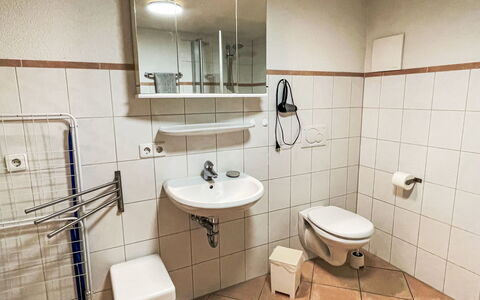 Mühlenmichelshäusle: Sanitærarmatur, Indretning, Håndvask, Gulvbelægning, Tap, Vvs, Badeværelsesvask, Etage, Værelse, Badeværelse