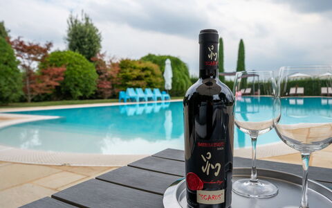 Villa Carlotta: Vand, Sky, Himmel, Flaske, Bordservice, Drinkware, Svømmepøl, Barware