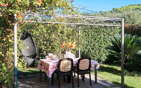 Roseto: Plante, Blomst, Møbel, Ejendom, Plantesamfund, Stol, Himmel, Blad, Natur, Udendørs Bord