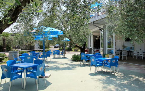 San Felice del Benaco 604: Møbel, Plante, Bord, Stol, Blå, Skygge, Udendørs Møbler, Træ, Udendørs Bord, Fritid