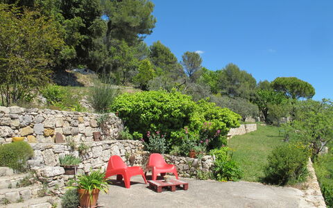 Le Cabanon: Vegetationen, Busk, Forår, Sommerhus, Have, Skygge, Backyard, Gård, Stol
