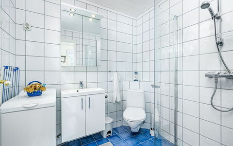 Arnafjord 609: Sanitærarmatur, Gulvbelægning, Indretning, Etage, Badeværelse, Vvs, Flise, Toilet, Loft, Håndvask