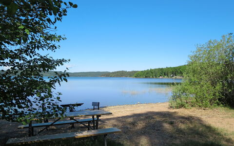 Måbäcken: Vand, Himmel, Vandressourcer, Plante, Udendørs Bench, Bord, Naturlige Landskab, Sollys, Sø, Træ