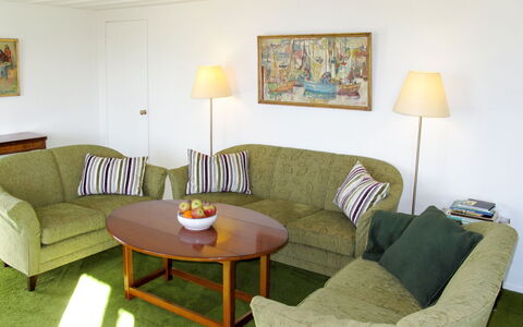 Ilandet: Bord, Couch, Møbel, Billedramme, Bygning, Ejendom, Komfort, Grøn, Træ, Studio Couch