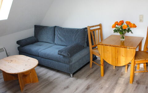 Gollwitz (Insel Poel) 110: Møbel, Værelse, Kaffebord, Bord, Etage, Ejendom, Orange, Stol, Gul, Couch