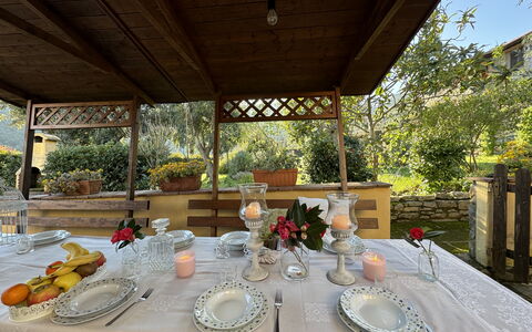 Podere Di Mero Casolare: Møbel, Bord, Dug, Stol, Indretning, Køkken & Spisebord, Sengetøj, Serveware, Restaurant, Spisestue