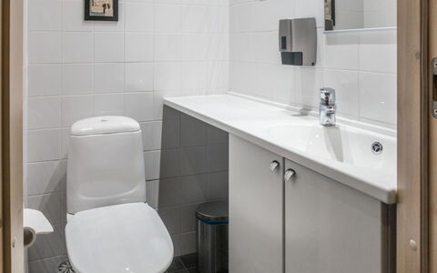 Rukatonttu D 13: Toiletbræt, Badeværelse, Toilet, Sanitærarmatur, Væg, Badeværelsesvask, Håndvask, Gulvbelægning, Etage, Indretning