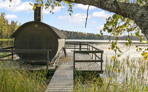 Santerin Torppa: Træ, Sommerhus, Bjælkehytte, Skov, Skur, Garden Bygninger, Lærk, Woodland, Bejdse