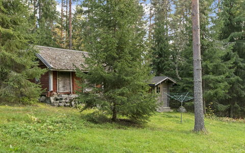Santerin Torppa: Træ, Sommerhus, Bjælkehytte, Skov, Skur, Garden Bygninger, Lærk, Woodland, Bejdse
