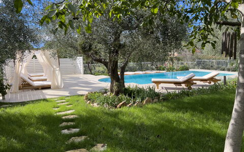 Villa Mimosa - Diano Marina: Plante, Skygge, Træ, Himmel, Land Lot, Udendørs Møbler, Fritid, Græs, Naturlige Landskab, Landskab