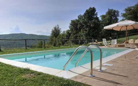 Villa Di Gaiole: Vand, Plante, Himmel, Svømmepøl, Skygge, Træ, Udendørs Møbler, Rektangel, Hus, Bygning