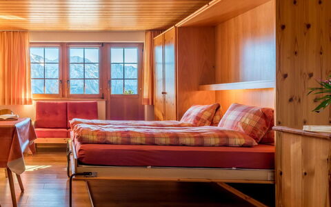 Südlenz 32 3. Og Süd: Møbel, Komfort, Vindue, Træ, Textile, Orange, Bed Frame, Plante, Indretning, Bygning