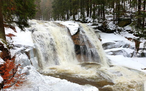 Harrachov 552: Vand, Vandressourcer, Naturlige Landskab, Vandfald, Vandløb, Træ, Biome, Sne, Fryser