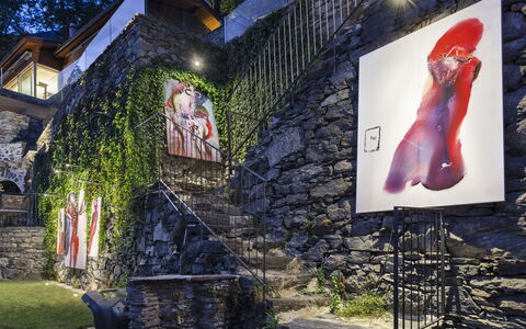 Ronco Sopra Ascona 66: Plante, Purple, Bygning, Vindue, Væg, Maling, Træ, Milepæl, Facade, Kunst