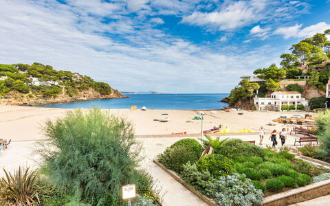 Sa Riera Beach: Sky, Plante, Himmel, Vand, Blå, Azure, Træ, Vegetationen, Naturlige Landskab, Arecales