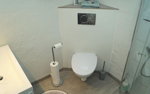 Seppe - 500M from the Sea: Toiletbræt, Toilet, Sanitærarmatur, Badeværelse, Gulvbelægning, Etage, Indretning, Vvs, Flise