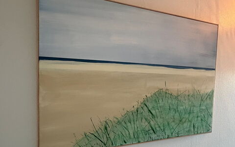 Adils - 2.5Km from the Sea: Blå, Kyst, Hav, Ocean, Kyst, Moderne Kunst, Maling