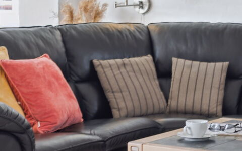 Langsom - 100M from the Sea: Møbel, Couch, Stue, Indretning, Komfort, Pude, Throw Pillow, Læder, Pude