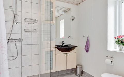 Matthias - 400M to the Fjord: Badeværelse, Sanitærarmatur, Gulvbelægning, Indretning, Etage, Håndvask, Badeværelsesvask, Toilet, Tap, Vvs