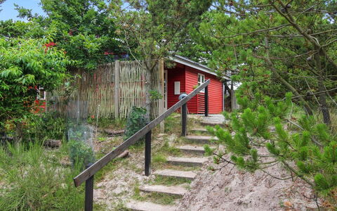 Svenja - 600M from the Sea: Træ, Busk, Sommerhus, Skur, Trappe, Garden Bygninger, Hårdttræ, Planke, Sidespor, Backyard