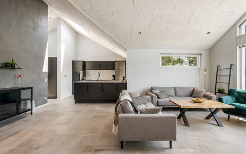Måns - 500M to the Fjord: Gulvbelægning, Loft, Etage, Indretning, Couch, Stue, Værelse, Trægulve, Hårdttræ