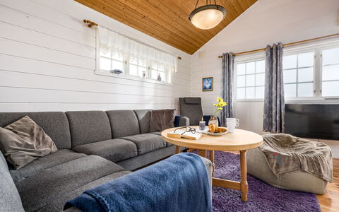 Hagehytta: Indretning, Træ, Couch, Gulvbelægning, Møbel, Loft, Etage, Stue, Hjem