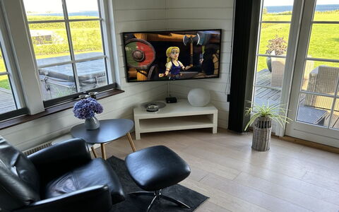 Orsa - 80M from the Sea: Møbel, Indretning, Gulvbelægning, Etage, Træ, Television, Stue, Belysning, Værelse, Fjernsyn