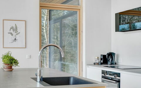 Haubert - 500M to the Fjord: Træ, Indretning, Gulvbelægning, Countertop, Sanitærarmatur, Etage, Køkken, Loft, Tap, Glas