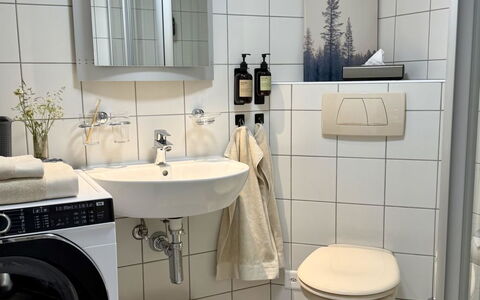 Penthouse Victoria'S Home im Haus Judith: Gulvbelægning, Sanitærarmatur, Etage, Indretning, Toilet, Vvs, Badeværelse, Håndvask, Toiletbræt, Tap