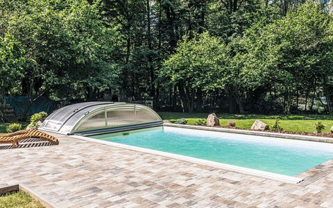 Kunějov: Svømmepøl, Kompositmateriale, Have, Fritid, Beton, Landscaping, Backyard, Udendørs Møbler, Design, Flise