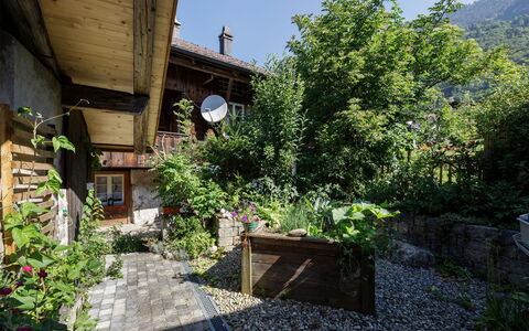 Brienzwiler 125: Busk, Have, Bunddække, Sommerhus, Forår, Flise, Backyard, Blomsterkrukke, Landscaping