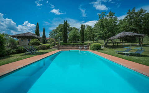 Borgo La Casina - Badia Agnano, Toscana: Vand, Sky, Plante, Ejendom, Himmel, Svømmepøl, Azure, Blå, Træ, Skygge