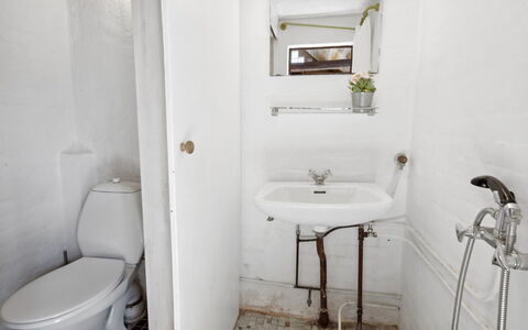 Bedri - 100M from the Sea: Væg, Sanitærarmatur, Badeværelse, Badeværelsesvask, Toiletbræt, Håndvask, Etage, Gulvbelægning, Toilet, Vvs