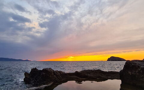 Argentarola House, Porto Santo Stefano, Seaview An: Blå, Vand, Horisont, Krop Af Vand, Vandressourcer, Rots, Solnedgang, Skumring, Afterglow, Sol