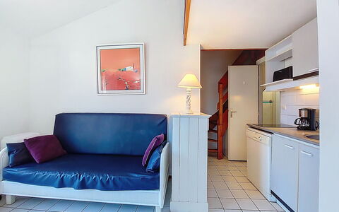 Saint Palais sur Mer 198: Møbel, Indretning, Træ, Gulvbelægning, Etage, Loft, Værelse, Lejlighed, Couch, Stue