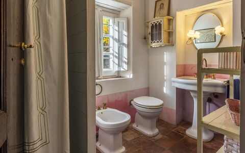 La Casa Dei Limoni, Camaiore, Pet Friendly, Wifi: Ejendom, Spejl, Sanitærarmatur, Badeværelsesskab, Håndvask, Purple, Badeværelse, Arkitektur
