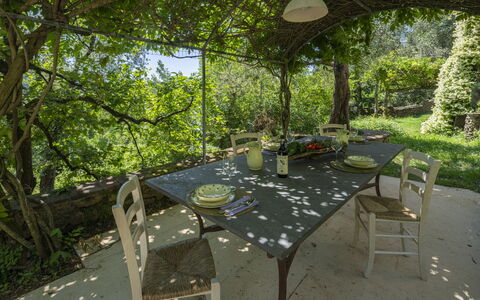 La Casa Dei Limoni, Camaiore, Pet Friendly, Wifi: Møbel, Bord, Stol, Udendørs Møbler, Udendørs Bord, Køkken & Spisebord, Have, Skygge, Backyard, Forår