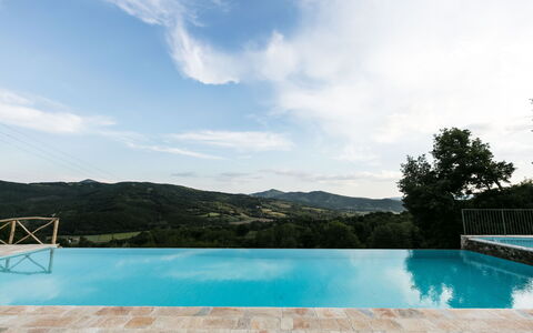 Villa Niccione: Sky, Vand, Himmel, Vandressourcer, Bygning, Svømmepøl, Plante, Azure, Træ, Hus