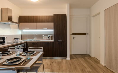 Ilaria 101.6: Indretning, Køkken, Gulvbelægning, Træ, Møbel, Loft, Køkken Apparat, Countertop, Etage, Cabinetry