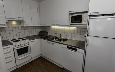 Kesä-Iikka 4: Køkken Apparat, Køkken, Større Bandage, Countertop, Komfur, Gulvbelægning, Køkkenvask, Cabinetry, Husholdningsapparat, Indretning